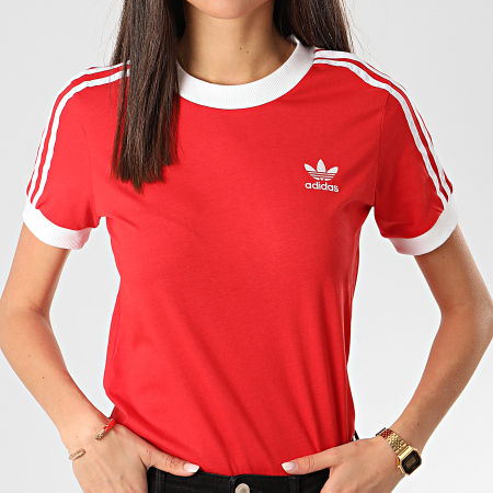 Adidas Originals - Tee Shirt Femme A Bandes FM3318 Rouge
