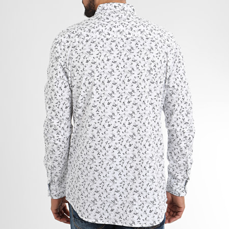 American People - Chemise Manches Longues Floral Muede Blanc