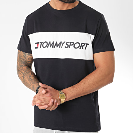Tommy Hilfiger - Tee Shirt Colourblock Logo Bleu Marine