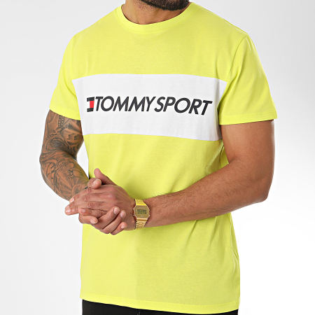 Tommy Hilfiger - Tee Shirt Colourblock Logo Jaune Fluo