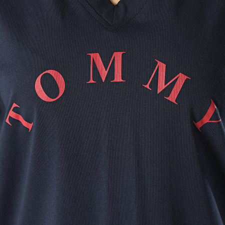 Tommy Hilfiger - Robe Tee Shirt Femme Col V 1942 Bleu Marine