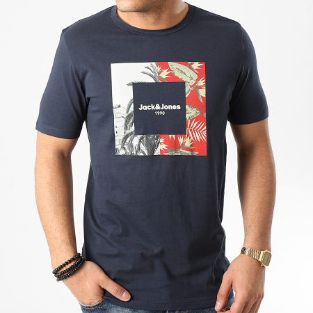 Jack And Jones - Tee Shirt Tropic Bleu Marine