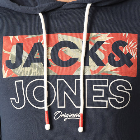 Jack And Jones - Sweat Capuche Tropic Bleu Marine