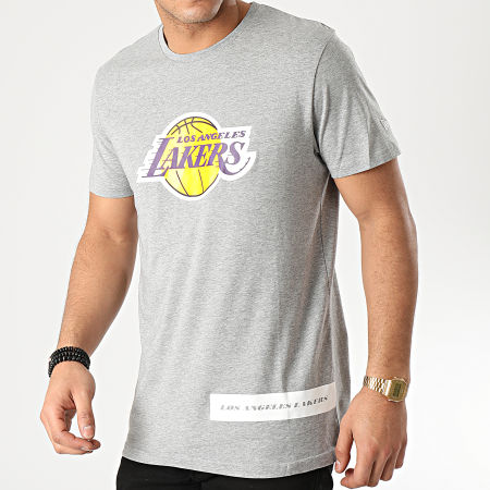 New Era - Tee Shirt NBA Los Angeles Lakers Block Wordmark 12195400 Gris Chiné