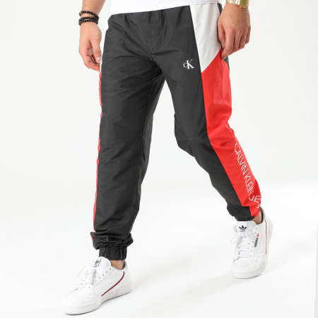 Calvin Klein - Pantalon Jogging Tricolore Color Block Nylon 4942 Noir Rouge Blanc