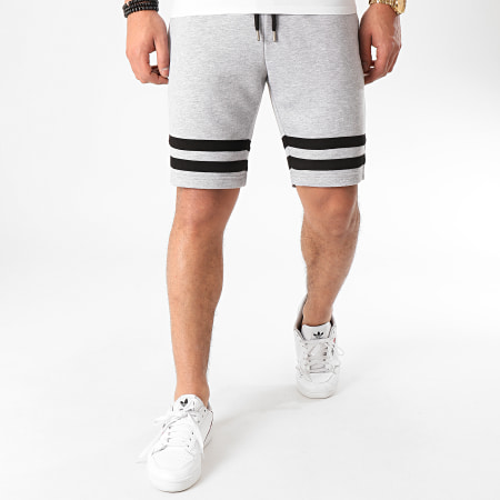 LBO - Pantaloncini da jogging con strisce nere 1064 Grigio erica