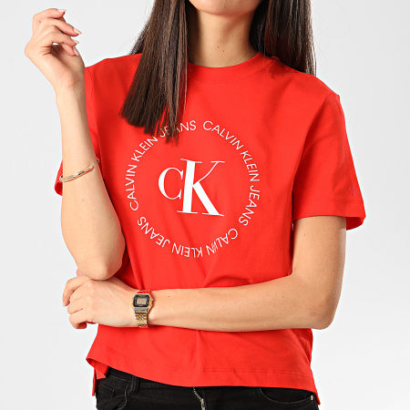 Calvin Klein - Tee Shirt Femme Round Logo 3544 Orange