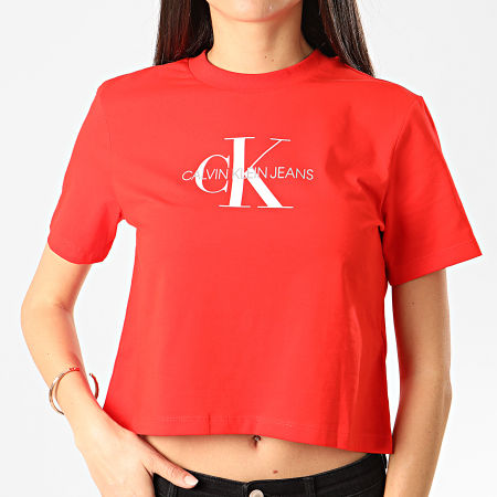 Calvin Klein - Tee Shirt Crop Femme Monogram Modern 3692 Orange