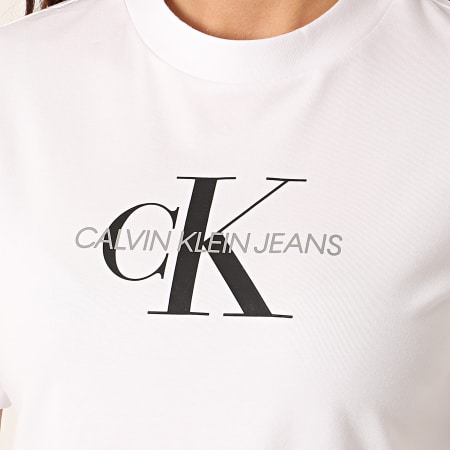 Calvin Klein - Tee Shirt Crop Femme Monogram Modern 3692 Blanc