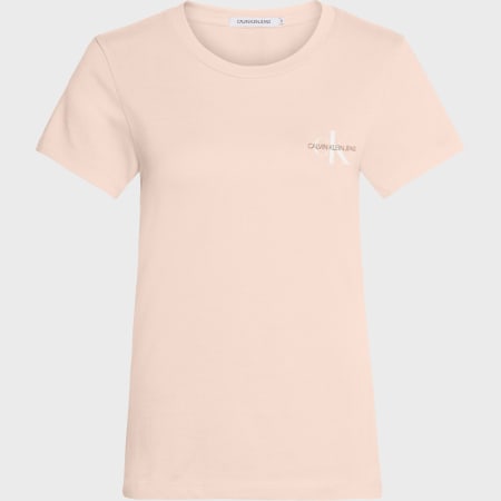 Calvin Klein - Lot De 2 Tee Shirts Slim Femme 4364 Blanc Rose