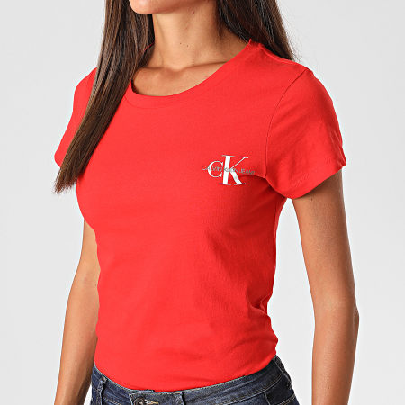 Calvin Klein - Lot De 2 Tee Shirts Slim Femme 4364 Blanc Rouge