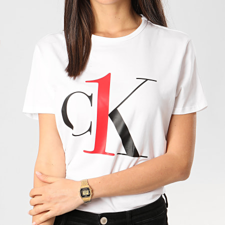 Calvin Klein - Tee Shirt Slim Femme QS6436E Blanc