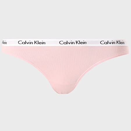 Calvin Klein - Lot De 3 Strings Femme QD3587E Blanc Gris Chiné Rose