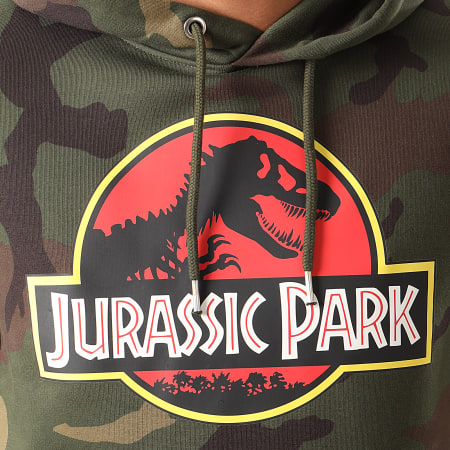 Jurassic Park - Sweat Capuche Jurassic Park Original Logo Camouflage Vert Kaki