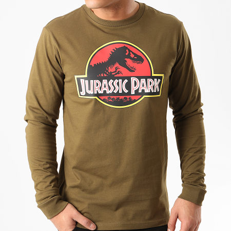Jurassic Park - Tee Shirt Manches Longues Jurassic Park Original Logo Vert Kaki