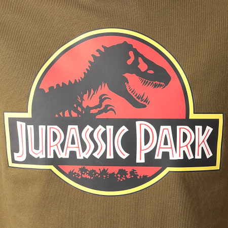 Jurassic Park - Tee Shirt Manches Longues Jurassic Park Original Logo Vert Kaki