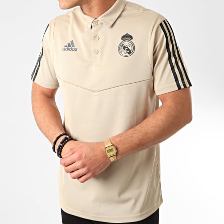 Adidas Performance - Polo Manches Courtes A Bandes Real Madrid EI7471 Beige
