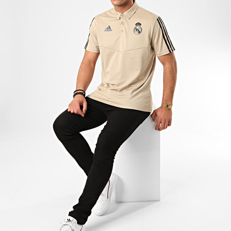 Adidas Sportswear - Polo Manches Courtes A Bandes Real Madrid EI7471 Beige