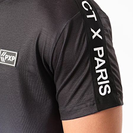 Project X Paris - Tee Shirt Oversize A Bandes 210095 Noir Blanc Dégradé