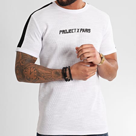 Project X Paris - Tee Shirt A Bandes 2010109 Blanc