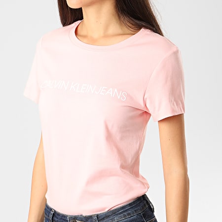 Calvin Klein - Tee Shirt Slim Femme Institutional Logo 3127 Rose