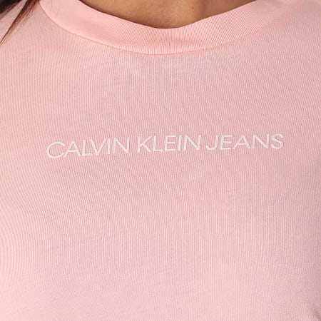 Calvin Klein - Robe Tee Shirt Femme Institutional 3702 Rose