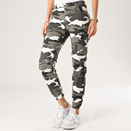 Girls Outfit - Jogger Pant Jean Femme DZ330 Gris Anthracite Camouflage
