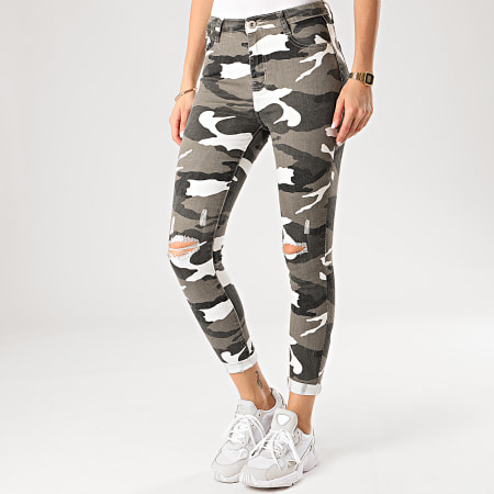Girls Outfit - Jean Skinny Femme DZ226 Gris Anthracite Camouflage
