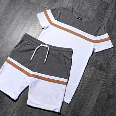 LBO - Pantaloncini da jogging Tricolore 1058 Antracite Bianco Cammello