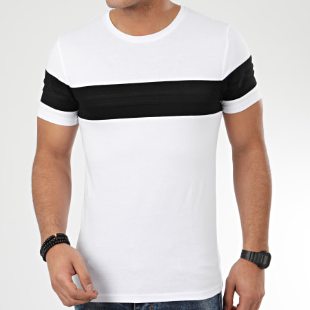 LBO - Tee Shirt Avec Empiecement Noir 1036 Blanc
