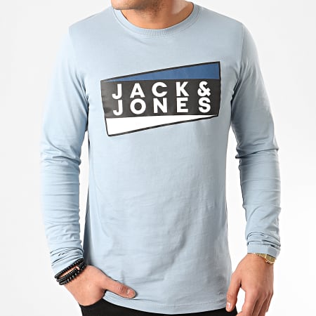Jack And Jones - Tee Shirt Manches Longues Shaun Bleu Clair