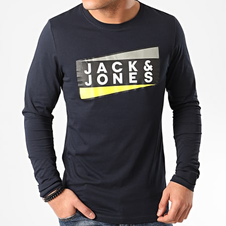 Jack And Jones - Tee Shirt Manches Longues Shaun Bleu Marine
