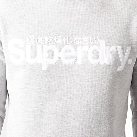 Superdry - Sweat Crewneck Core Logo Faux Suede M2010106A Gris Chiné