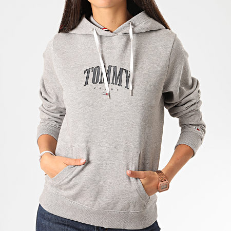 Tommy Jeans - Sweat Capuche Femme Essential Logo 7974 Gris Chiné