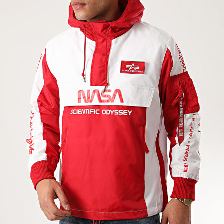Alpha Industries - Coupe-Vent Capuche Odyssey 126134 Blanc Rouge