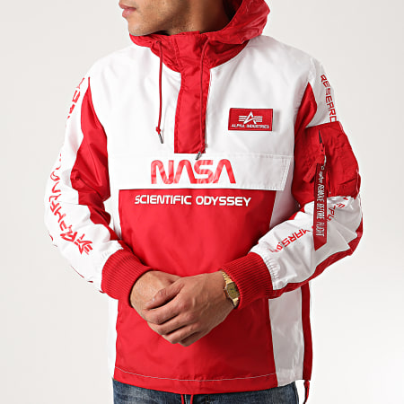Alpha Industries - Coupe-Vent Capuche Odyssey 126134 Blanc Rouge