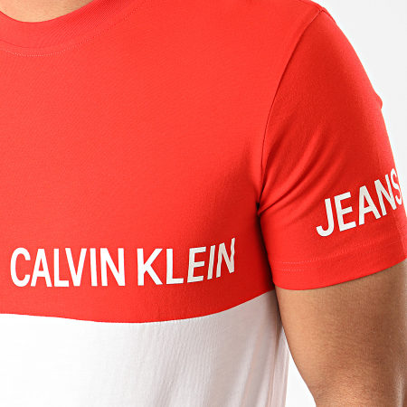 Calvin Klein - Tee Shirt Color Block Panel 5247 Rouge Blanc