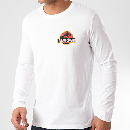 Jurassic Park - Tee Shirt Manches Longues Jurassic Park Original Logo Recto Verso Blanc