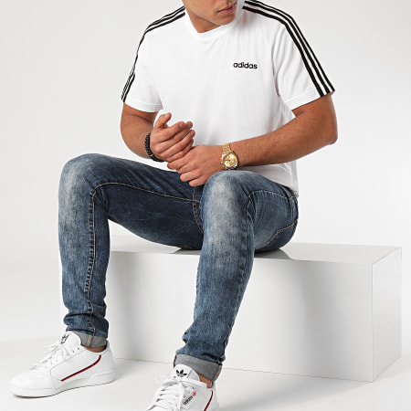 adidas - Tee Shirt A Bandes D2M 3 Stripes FL0356 Blanc