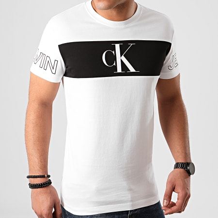 Calvin Klein - Tee Shirt Slim Blocking Statement 5266 Blanc