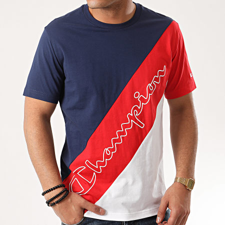 Champion - Tee Shirt Tricolore 214243 Bleu Marine Rouge Blanc