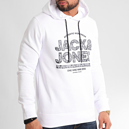 Jack And Jones - Sweat Capuche Fund Blanc
