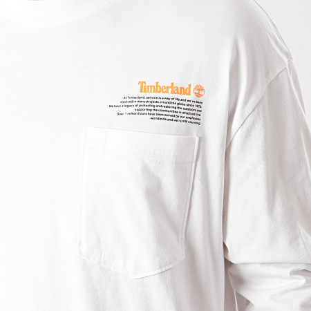 Timberland - Tee Shirt Manches Longues NNH Statement Print A212X Blanc