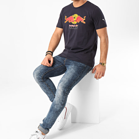 Puma - Tee Shirt Red Bull Racing Double Bull 596209 Bleu Marine