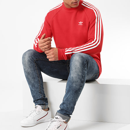 Adidas Originals - Sweat Crewneck A Bandes 3 Stripes FM3761 Rouge