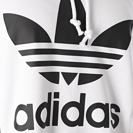 Adidas Originals - Sweat Capuche Oversize Femme A Bandes FL4127 Blanc Noir