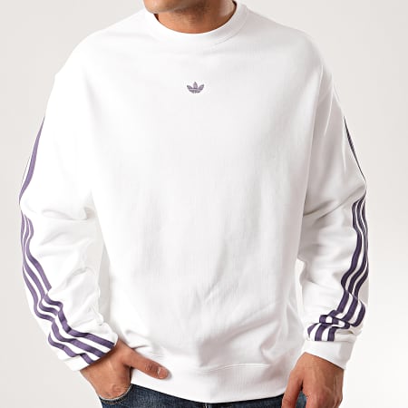 Adidas Originals - Sweat Crewneck A Bandes 3 Stripes Wrap FM1519 Blanc