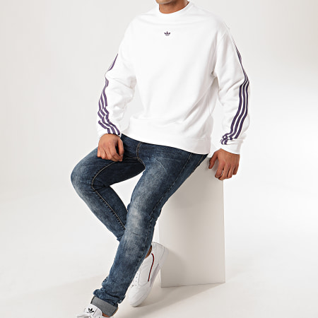 Adidas Originals - Sweat Crewneck A Bandes 3 Stripes Wrap FM1519 Blanc
