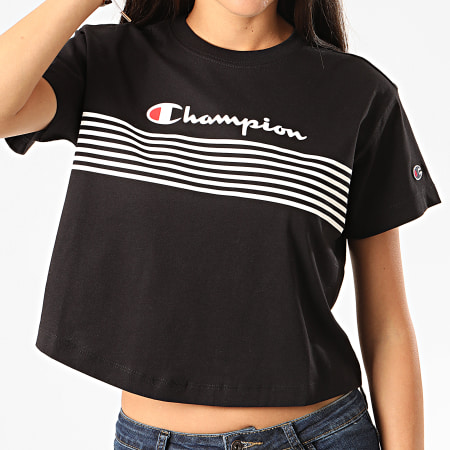 Champion - Tee Shirt Crop Femme 113098 Noir