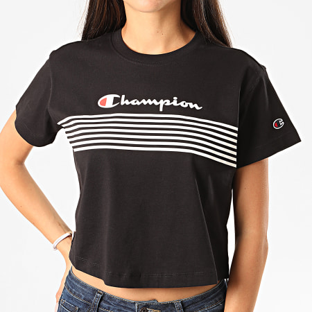 Champion - Tee Shirt Crop Femme 113098 Noir